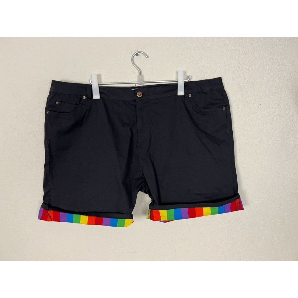 Pride Bunny Roll Up Rainbow Cuff Shorts size 50 Gray Men's